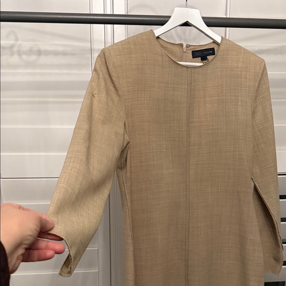 NWT Zara WOOL COLLECTION SRESS SIZE XL Beige Long Sleeve Dress - Picture 11 of 17